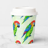 Prachtige kleurrijke papegaai papieren bekers (Achterkant)