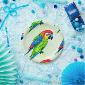 Prachtige kleurrijke papegaai papieren bordje (Feest)