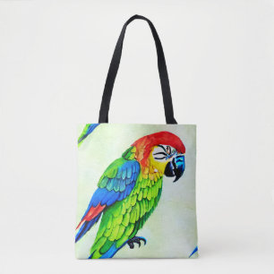 Prachtige kleurrijke papegaai tote bag