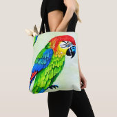 Prachtige kleurrijke papegaai tote bag (Dichtbij)