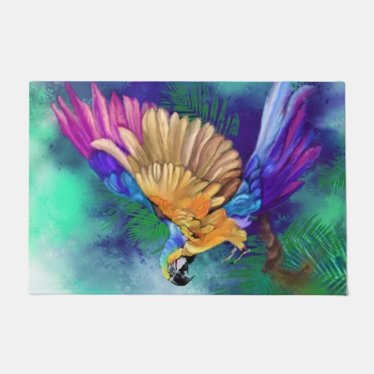 Prachtige kleurrijke Parrot Doormat Deurmat (Voorkant)