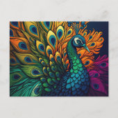 Prachtige kleurrijke pauw, art deco stijl briefkaart (Voorkant)