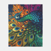 Prachtige kleurrijke pauw, art deco stijl fleece deken (Voorkant)