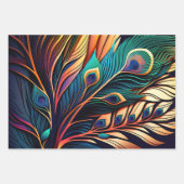 Prachtige kleurrijke pauw, art deco stijl inpakpapier vel (Voorkant 2)
