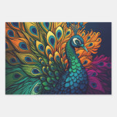 Prachtige kleurrijke pauw, art deco stijl inpakpapier vel (Voorkant)