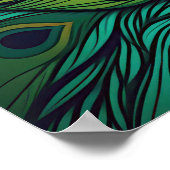 Prachtige kleurrijke pauw, art deco stijl poster (Hoek)