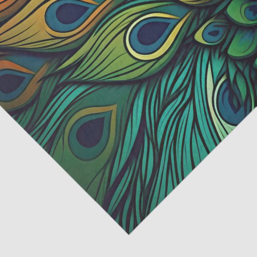 Prachtige kleurrijke pauw, art deco stijl tissuepapier (Detail)