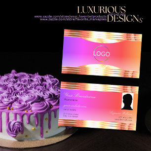 Prachtige kleurrijke Roos gouden randen Logo Foto Visitekaartje