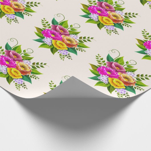 Prachtige kleurrijke ventilator Bouquet op Ivory Cadeaupapier (Hoek)