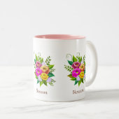 Prachtige kleurrijke ventilator Bouquet Tweekleurige Koffiemok (Voorkant rechts)