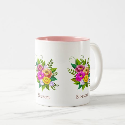 Prachtige kleurrijke ventilator Bouquet Tweekleurige Koffiemok (Voorkant rechts)