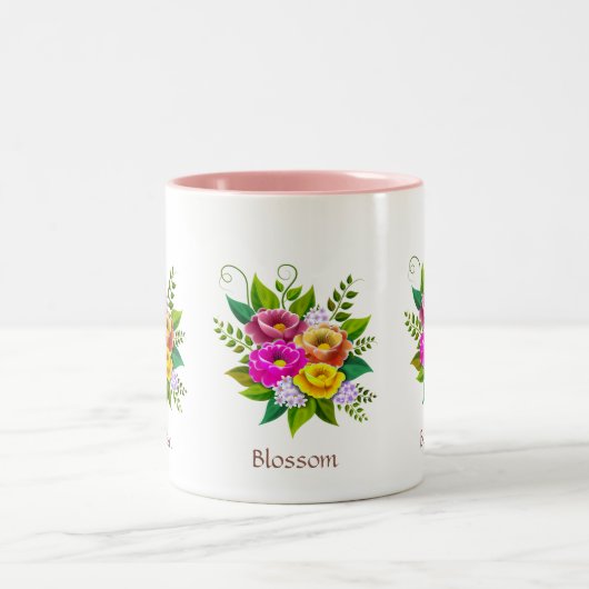 Prachtige kleurrijke ventilator Bouquet Tweekleurige Koffiemok (Center)