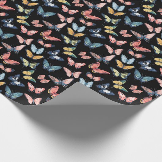 Prachtige kleurrijke vlinderprint cadeaupapier (Hoek)
