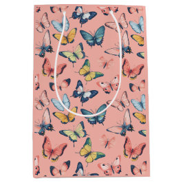 Prachtige kleurrijke vlinderprint medium cadeauzakje