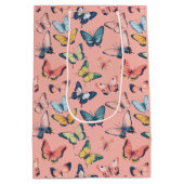 Prachtige kleurrijke vlinderprint medium cadeauzakje (Achterkant)