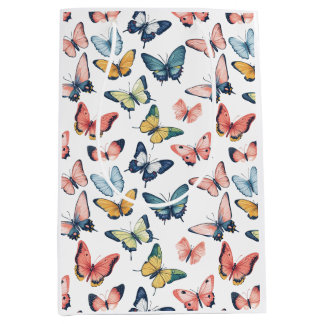 Prachtige kleurrijke vlinderprint medium cadeauzakje
