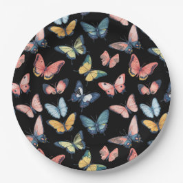 Prachtige kleurrijke vlinderprint papieren bordje