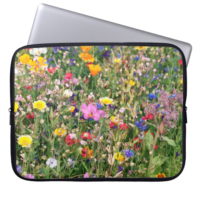 prachtige kleurrijke weide van wilde bloemen laptop sleeve (Voorkant)