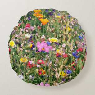 prachtige kleurrijke weide van wilde bloemen rond kussen