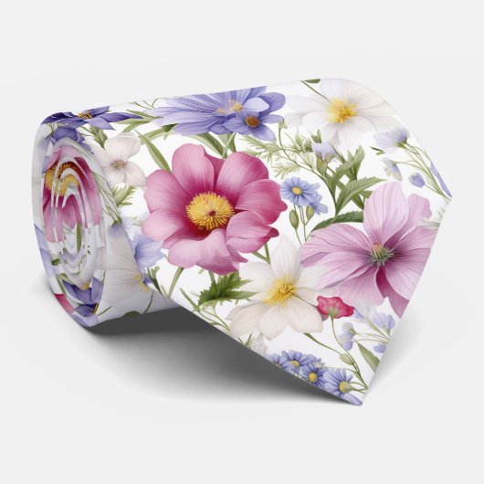 Prachtige kleurrijke zomer bloemen stropdas (Opgerold)