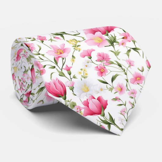 Prachtige kleurrijke zomer bloemen stropdas (Opgerold)