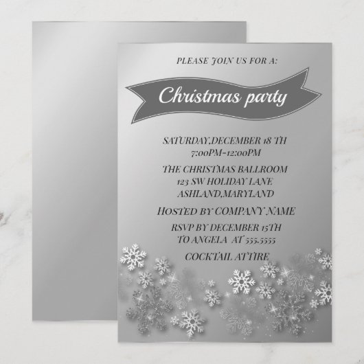 Prachtige, koele zilveren sprankelende kerst kaart (Voorkant / Achterkant)