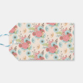 Prachtige koraal- en blauwe bloemige trouwfavoriet cadeaulabel (Achterkant Horizontaal)