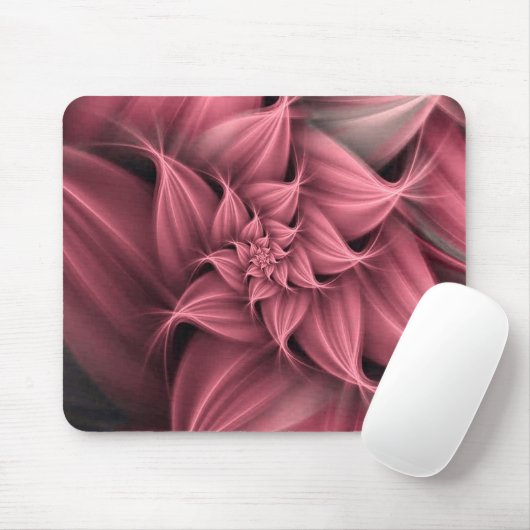 Prachtige koraalroze bloemfractal muismat (Met muis)