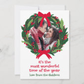 Prachtige Krans CUSTOM FOTO KERST Feestdagenkaart (Voorkant)