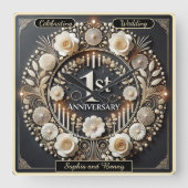 Prachtige krans voor eerstelingsliefde vierkante klok (Voorkant)