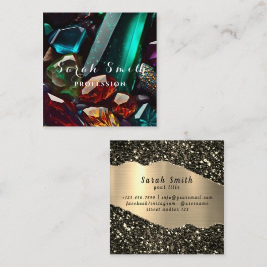 Prachtige kristallen en mineralen Smaragdgroen Vierkante Visitekaartje (Voorkant / Achterkant)