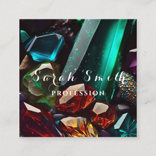Prachtige kristallen en mineralen Smaragdgroen Vierkante Visitekaartje (Voorkant)