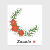 Prachtige Kroon Halve Maan van Rode Bloemen Sticker (Vel)