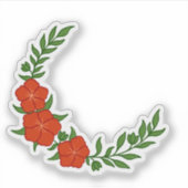 Prachtige Kroon Halve Maan van Rode Bloemen Sticker (Voorkant)
