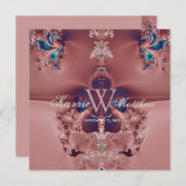 Prachtige Kroonluchter Fractal Mauve Bruiloft Kaart (Voorkant / Achterkant)