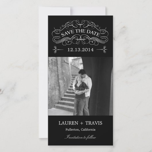 Prachtige Krullen Bewaar De Datum Fotokaart - Zwar Save The Date (Voorkant)