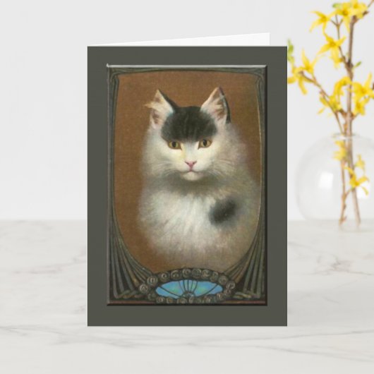 Prachtige ktische kat  fijn Wenskaart Kaart (Gele Bloem)