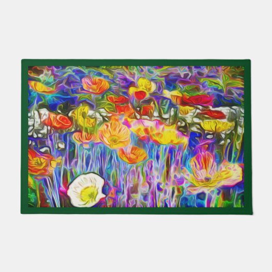 Prachtige kunst kleurrijke klaprozen deurmat (Voorkant)