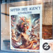 PRACHTIGE Kunstmodel / Dansende Vrouw Raamsticker (Cafe Raam)