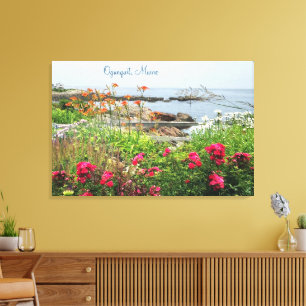 Prachtige kustlijn tuin oceaan Ogunquit, ME Canvas Afdruk