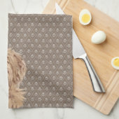 Prachtige Labradoedle Love Dog Paw Painting Beige Theedoek (Quarter Fold)