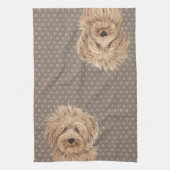Prachtige Labradoedle Love Dog Paw Painting Beige Theedoek (Verticaal)