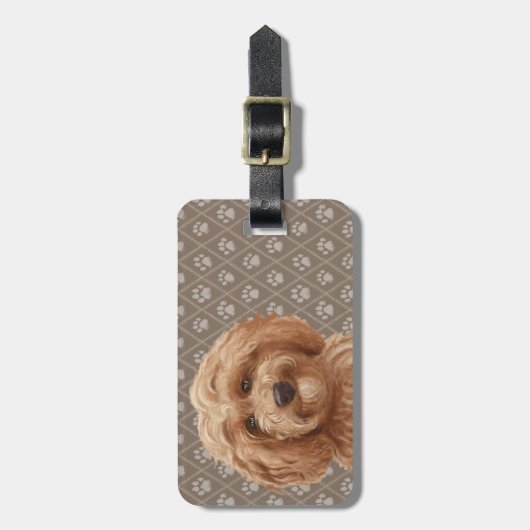 Prachtige labradoedle Love Dog Paw Painting Print Bagagelabel (Voorkant verticaal)