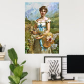  prachtige Lady Blue Ribbon White Flowers Poster (Thuiskantoor)
