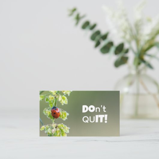 Prachtige ladybug met motivatie offerte visitekaartje (Staand voorkant)