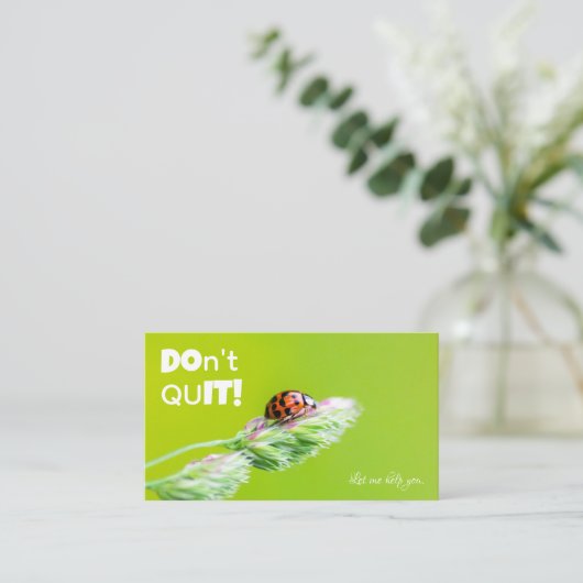 Prachtige ladybug met positief motivatie citaat visitekaartje (Staand voorkant)