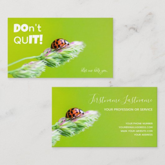 Prachtige ladybug met positief motivatie citaat visitekaartje (Voorkant / Achterkant)