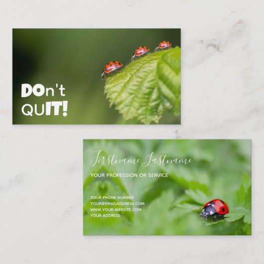 Prachtige ladybugs met motivatie prijsopgave visitekaartje (Voorkant / Achterkant)