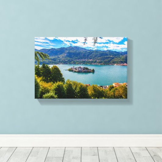 Prachtige Lake Orta, Piemonte, Italië Canvas Afdruk (Insitu (Houten vloer))