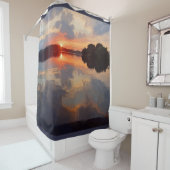 Prachtige Lake Uitzicht Landscape Scenery Art Douchegordijn (In situ)